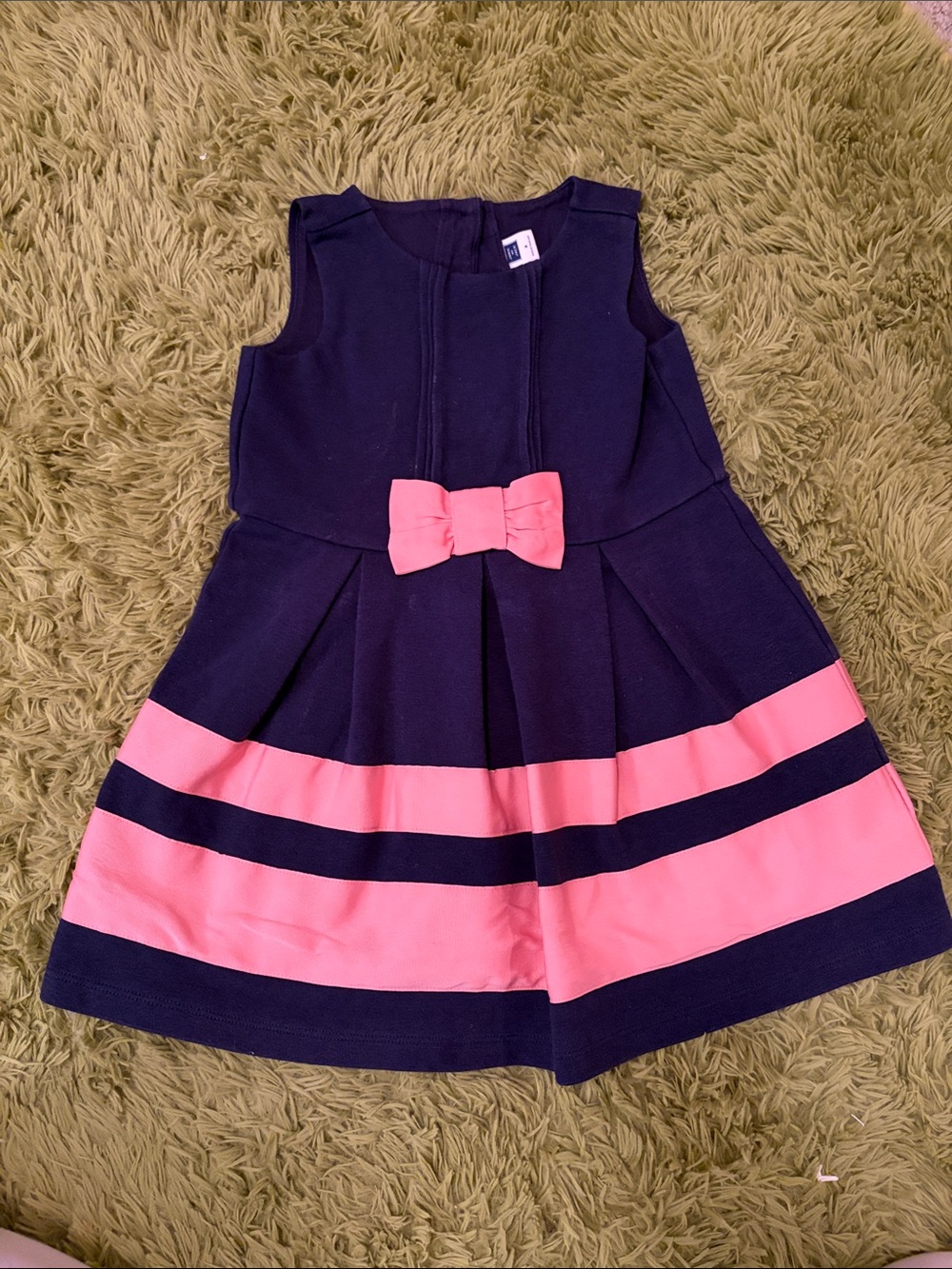 Janie and Jack Maritime Navy Bow Ponte Dress Purple & Pink